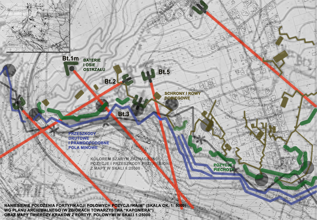 Mapa z naniesionymi fortyfikacjami polowymi pozycji „Kaim” Wykonał dr inż. arch. Krzysztof Wielgus