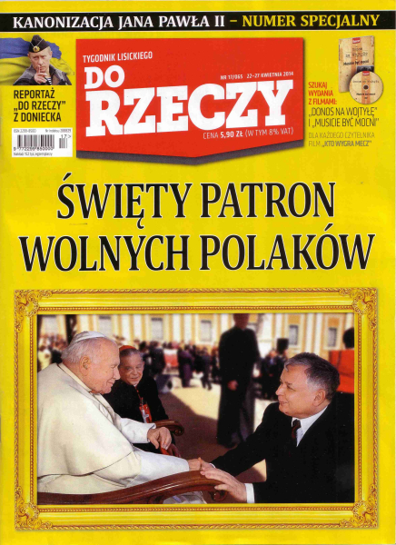okładka wydania specjalnego czasopisma DO RZECZY z okazji Kanonizacji Jana Pawła II