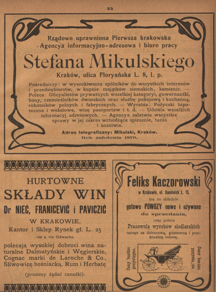 2. Ogłoszenie reklamowe firmy Feliksa Kaczorowskiego.