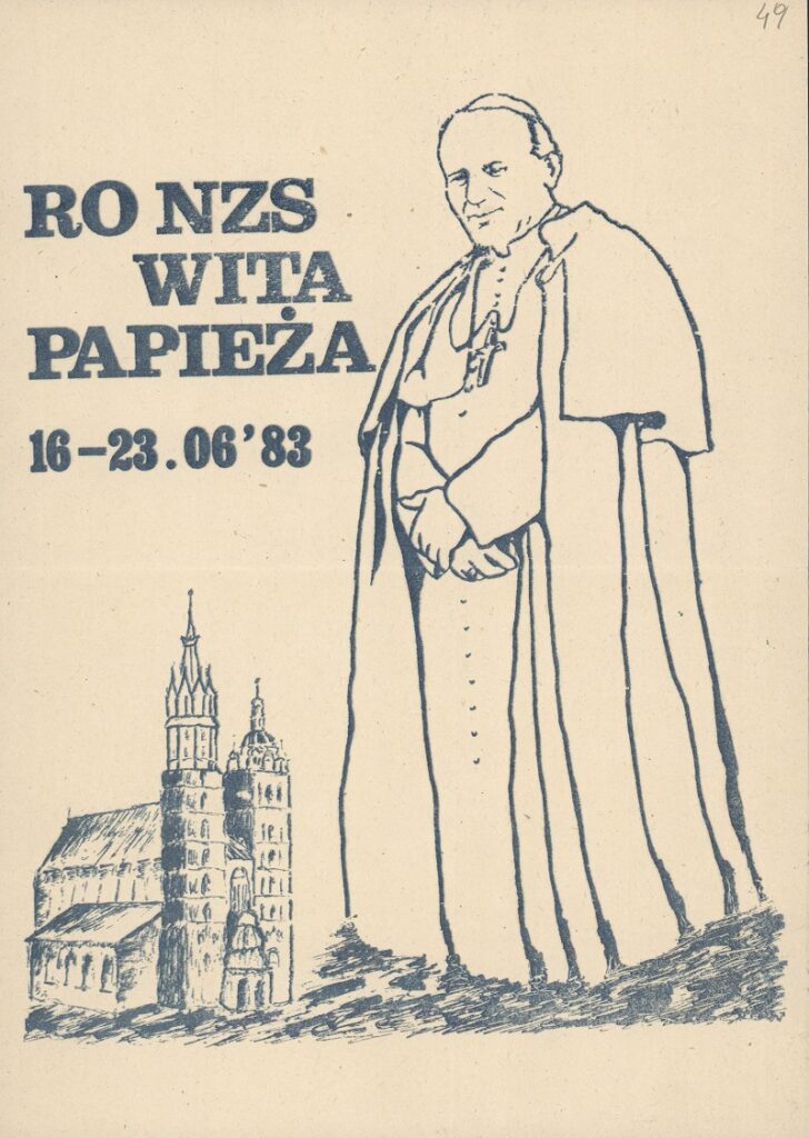 Ulotka wydana przez RO NZS  z okazji powitania papieża
