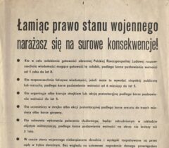 Druk ulotny dotyczący możliwych represji za łamanie prawa stanu wojennego
ANK, Zbiór Solidarności, sygn. 29/1828/31 s. 5
