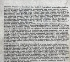 Kopalnia „Staszic” w Katowicach w dn. 15.12.1981 (wg relacji uczestnika strajku)
ANK, Zbiór Solidarności, sygn. 29/1828/21 s. 49
