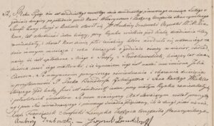 Akt urodzenia Julii Grabowskiej z lutego 1824 r. (ANK, Akta stanu cywilnego Parafii Rzymskokatolickiej Najświętszej Marii Panny w Krakowie, sygn. 29/328/54, nr 52).