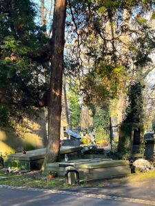 Tworzące całość nagrobki Klemensa Bąkowskiego i&nbsp;rodziców Anny i&nbsp;Józefa Bąkowskich na&nbsp;Cmentarzu Rakowickim (pas 41, rząd płd, miejsce 3).