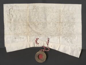 Zygmunt I&nbsp;król polski przysądza dobra Hruszową i&nbsp;Czerewaczyce do&nbsp;Kobrynia nadanego przezeń królowej Bonie, unieważniając przywilej wydany Sanguszkom, i&nbsp;poleca królowej zapłacić tymże książętom 1000 kóp groszy litewskich. Wilno, 7 listopada 1528 roku. Pergamin; j. ruski, wymiary 58 × 32 + 8 cm; pieczęć mniejsza litewska przywieszona na&nbsp;jedwabnym sznurze. ANK, Archiwum Sanguszków, sygn. 29/637/163 