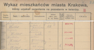 ANK, 29/1579 Spisy osób mogących pozostać w&nbsp;Twierdzy Kraków (1914 rok), sygn. 29/1579/4, lb. 48732-48735.