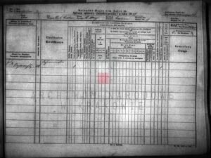 Wpis na&nbsp;nazwisko Feliks Bojanowski, ANK,Spis ludności miasta Krakowa z&nbsp;1850 r., sygn. 29/84/4. 