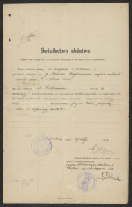 Warunkiem otrzymania pożyczki było przedłożenie świadectwa ubóstwa, ANK, Akta miasta Krakowa, sygn. 29/33/Kr 8032.