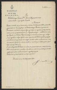 Stanowisko Rady Miasta wobec skargi rodziny F. Bojanowskiego, ANK, Akta miasta Krakowa, sygn. 29/33/Kr 8002. 