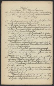 Pierwsza strona statutu fundacji im.&nbsp;J. Warschauera, ANK, Akta miasta Krakowa, sygn. 29/33/Kr 8575.