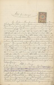 Fragment aktu fundacyjnego Fundacji A. Marfiewicza dla podupadłych rzemieślników, ANK, Akta miasta Krakowa,  sygn. 29/33/Kr 7994.