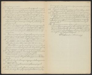 Kolejne strony statutu fundacji im.&nbsp;J. Warschauera, ANK, Akta miasta Krakowa, sygn. 29/33/Kr 8575.