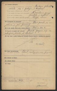 „Karta sprawdzenia” – formularz dla ubiegających się o&nbsp;pożyczkę z&nbsp;funduszu J. Warschauera, ANK, Akta miasta Krakowa, sygn. 29/33/Kr 8032.